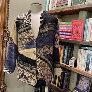 Indigo Black and Gold Patterned Women's Blazer